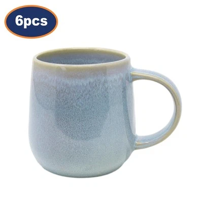 RSW Stoneware Coffee Mug Set 400ml Reactive Glaze Tea Hot Choco Cup Beverages 6pcs