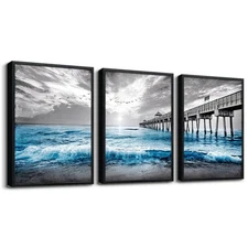 Black Framed Wall Decorations For Living Room 3 Piece Canvas Wall Art For Bed...