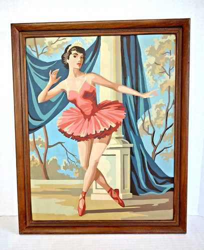Vintage Paint By Number Ballerina Painting "Curtain Call" Craft Master 1960s MC
