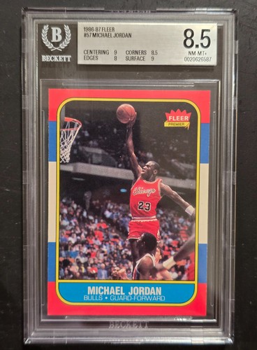 🔥 1986 FLEER MICHAEL JORDAN #57 ROOKIE RC BECKETT BGS 8.5 w/ (2) MINT BGS 9 🔥
