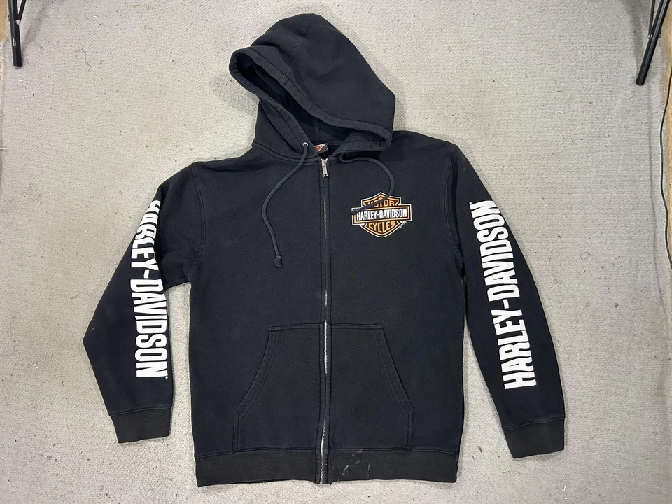 Sudadera Harley-Davidson Hombre Grande Negra Cremallera Sudadera con Capucha San Diego Surf Wave Surfer Foto 2 de 4