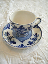 HANDPAINTED DELFTS BLUE TEACUP AND SAUCER-1 SET-VINTAGE HANDPAINTED MARKED