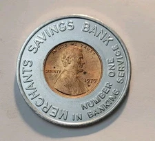 1979 D Merchant Savings Bank- Free Samples Encased Lincoln Cent Coin