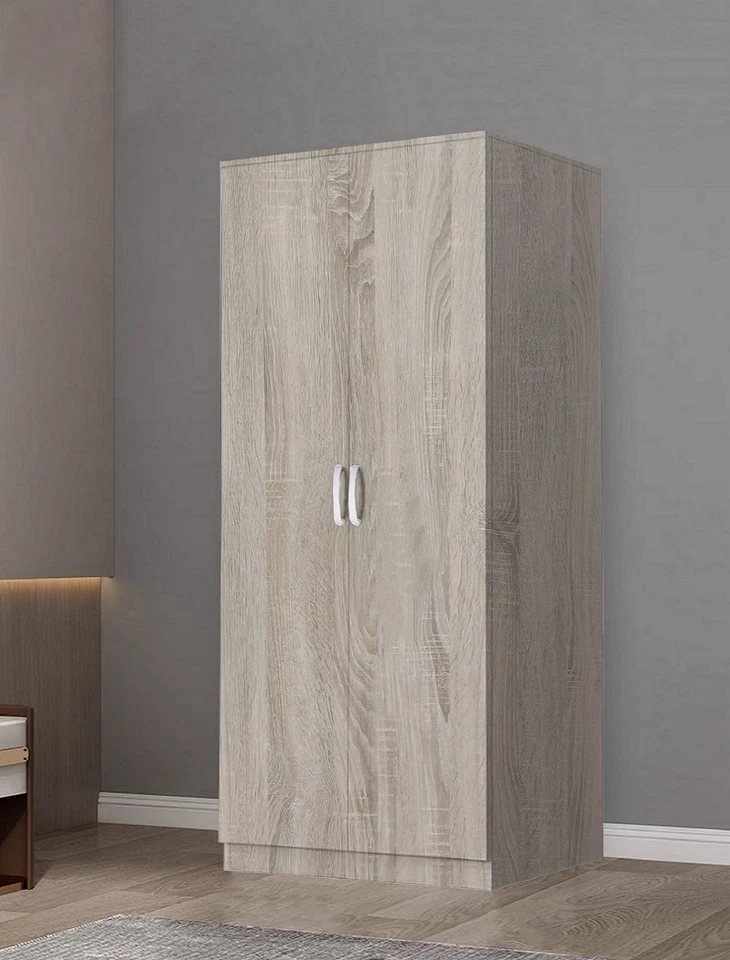 Sonoma Oak High Gloss 2 Door Wardrobe With Hanging Rails Bedroom Furniture Set - Image 2 of 4