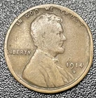 1914-D Lincoln Wheat Cent Penny 1c Very Fine VF Details Rim Damage Key Date Coin