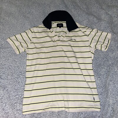 huf polo shirt small striped yellow
