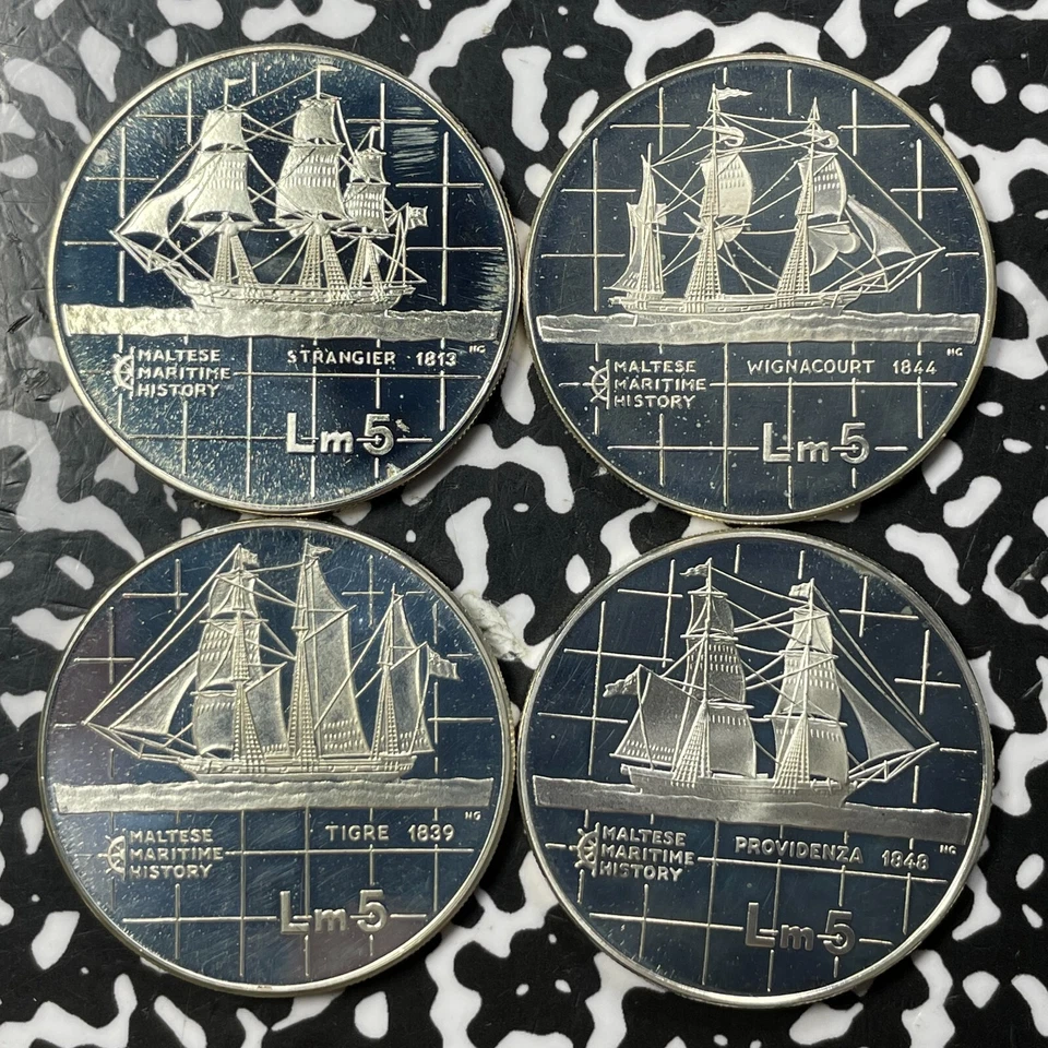 (1984-86) Malta 4x Coin Maritime History Mint Set Lot#A9900 Silver! With Case - Image 3 of 4