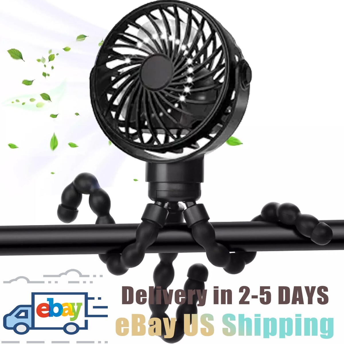 Baby Stroller Fan, Mini Portable Fan Flexible Tripod Clip on Fan with 3 Speeds