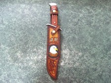Custom made bowie knife sheath with eagle oak leaves/ knife included