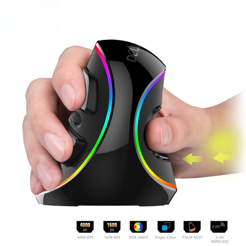 Ergonomic Vertical Gaming Mouse with 6 Buttons RGB Lighting Wired and Wireless Right-Handed Design