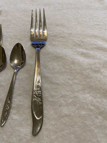 VTG 15 Pc Silhouette Rose Pattern Stainless Steel Japan Assorted Pieces - Picture 3 of 11