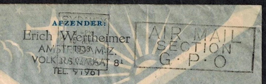 Netherlands 1938 First Flight Cover w/PURPLE CACHET & SC 174 & C10 - Image 4 of 4