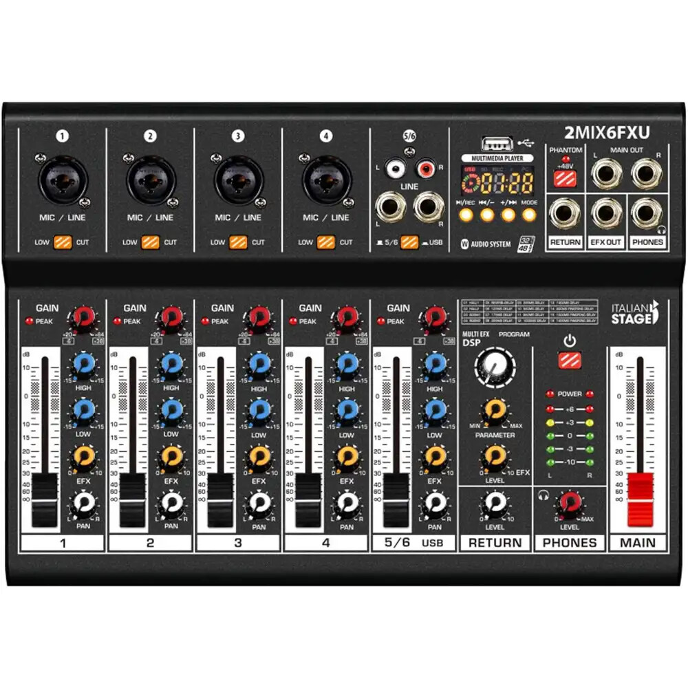 Italian Stage 2MIX6FXU Mixer 6 Canali Bluetooth DSP Effetti Nuovo Italia