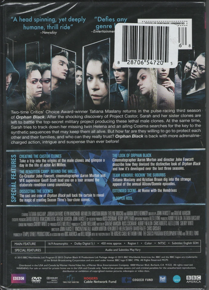 Orphan Black: Season Three (DVD 2015)Tatiana Maslany-Jordan Gavaris - Image 2 of 2