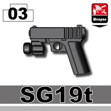 SG19T Black 9mm Pistol compatible with toy brick minifigures Army SWAT