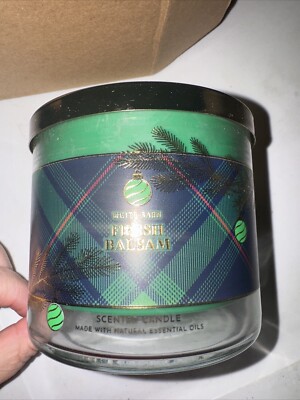 New White Barn Bath & Body Works 3 Wick Candle Fresh Balsam