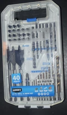 HART 40-PIECE, "Drill & Drive Set," For Wood/Metal/PVC & Masonry, in Case, New