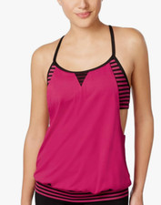Nike Laser Stripe Layered Active Tankini Top Women's Swimsuit Size L  6796