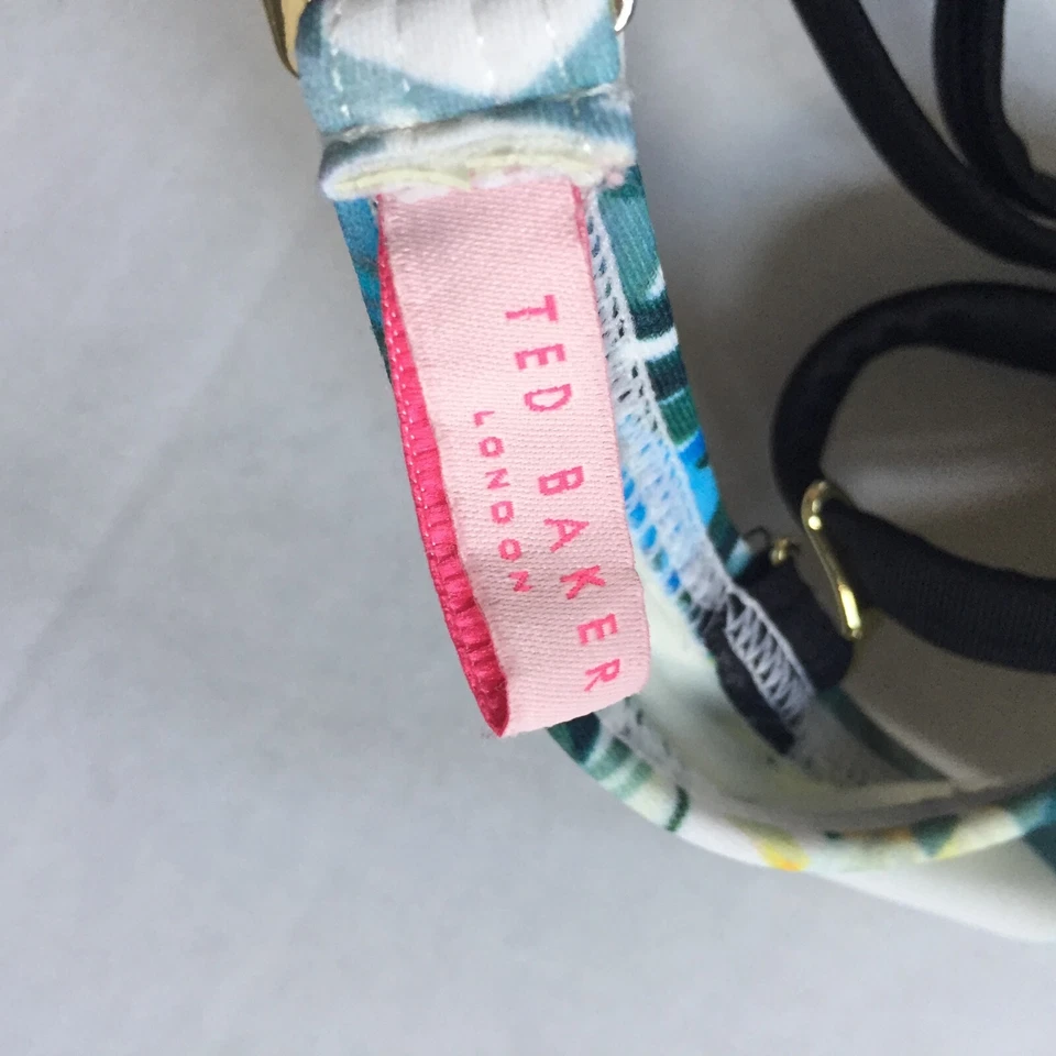 Conjunto de bikini Ted Baker blanco roto estampado de palma azul floral Zillay Twilight 34C/D, 4 Foto 3 de 4