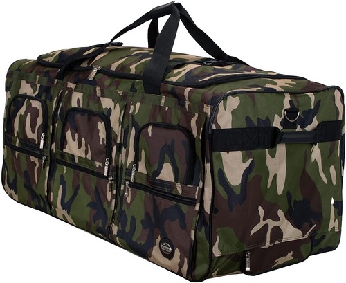 Rolite 36-inch Black Expandable Spinner Suitcase – 8-Wheel Rolling Duffle Bag, Lightweight Polyester Luggage