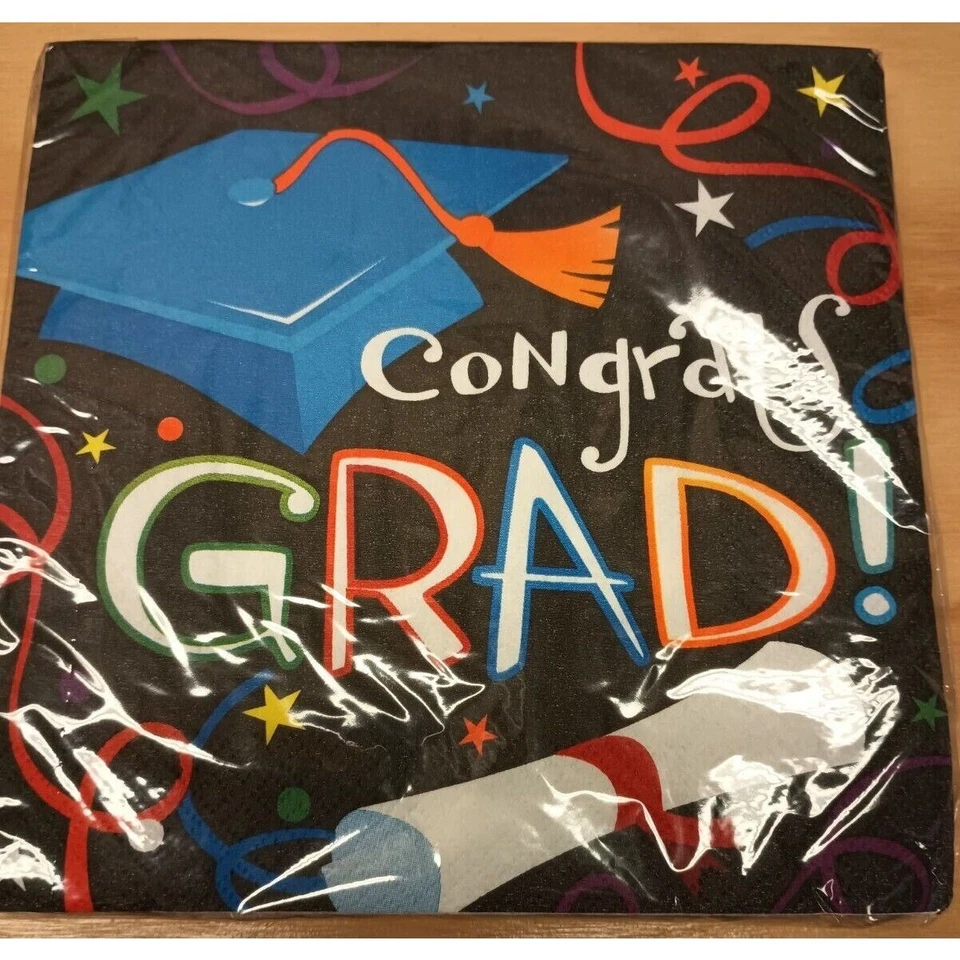Graduation Napkins 12" Square 16 per pack Paper Congrats Grad Celebration - Image 2 of 3