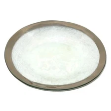 Annieglass, Roman Antique Platinum, Large Oval Bowl, 14" x 16 1/2"