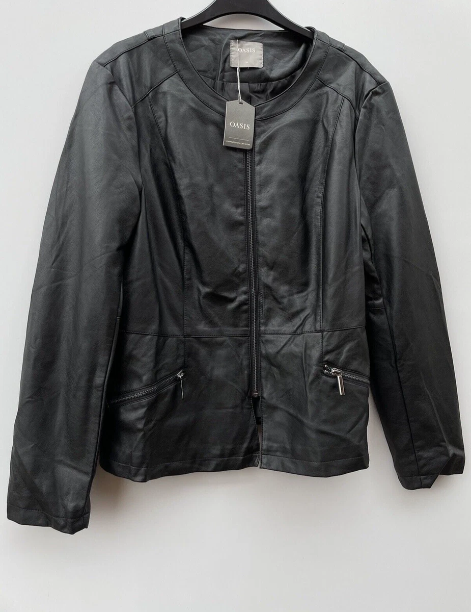 Oasis black faux leather jacket cheap