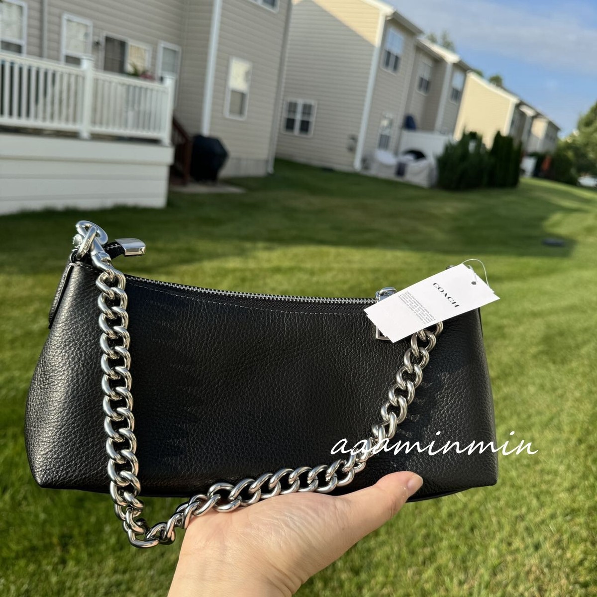 Coach CL407 Charlotte Shoulder Bag Refine Pebble Leather Black 