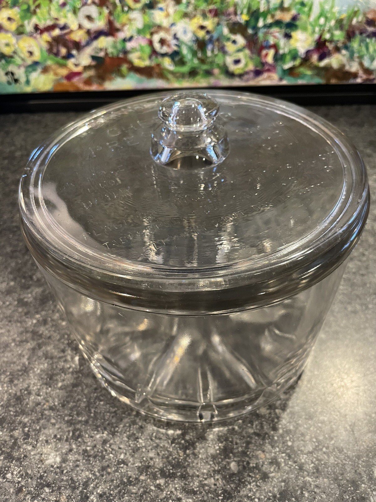 Vintage Antique Kitchen Glass Sanitary Cheese Preserver Jar & Lid 1930s