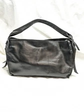 Del Conte Black Leather Hobo Handbag