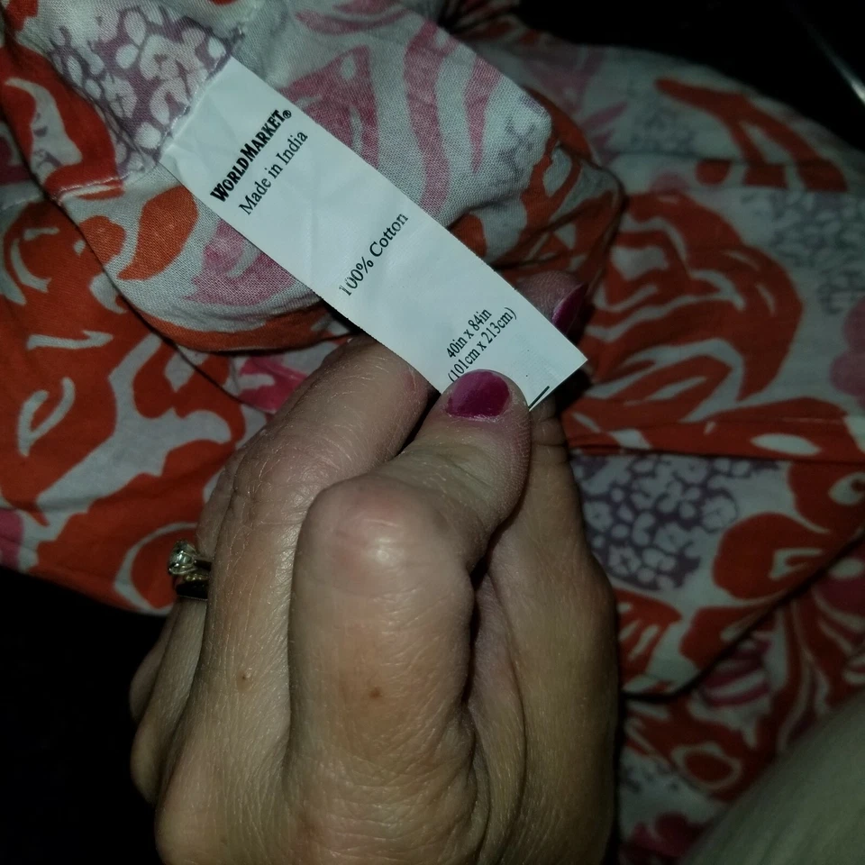 World Market «Розовый/оранжевый цветочный» полупрозрачный драпировки панели 40 X 84 - 1 панель - Изображение 2 из 2