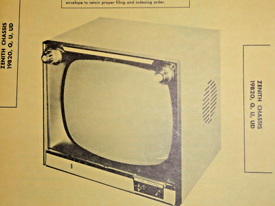Original Sams Photofact Manual ZENITH 19B20, 19Q20, 19U20, 19UD20