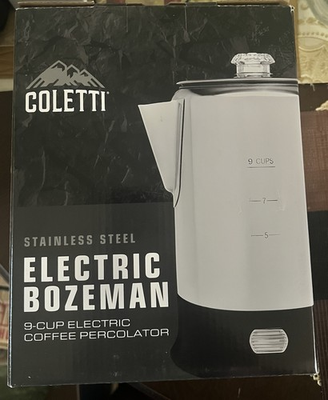#ad #ad COLETTI Electric Bozeman Camping Coffee Percolator 9 Cup *NEW* $65.00