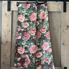 Vintage 90s Handmade Floral Pillow Cases Green Pink Roses Heavyweight King Size