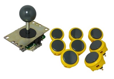 8 pcs Sanwa Genuine Buttons Mix Yellow Gray & Gray Joystick Video Arcade Parts