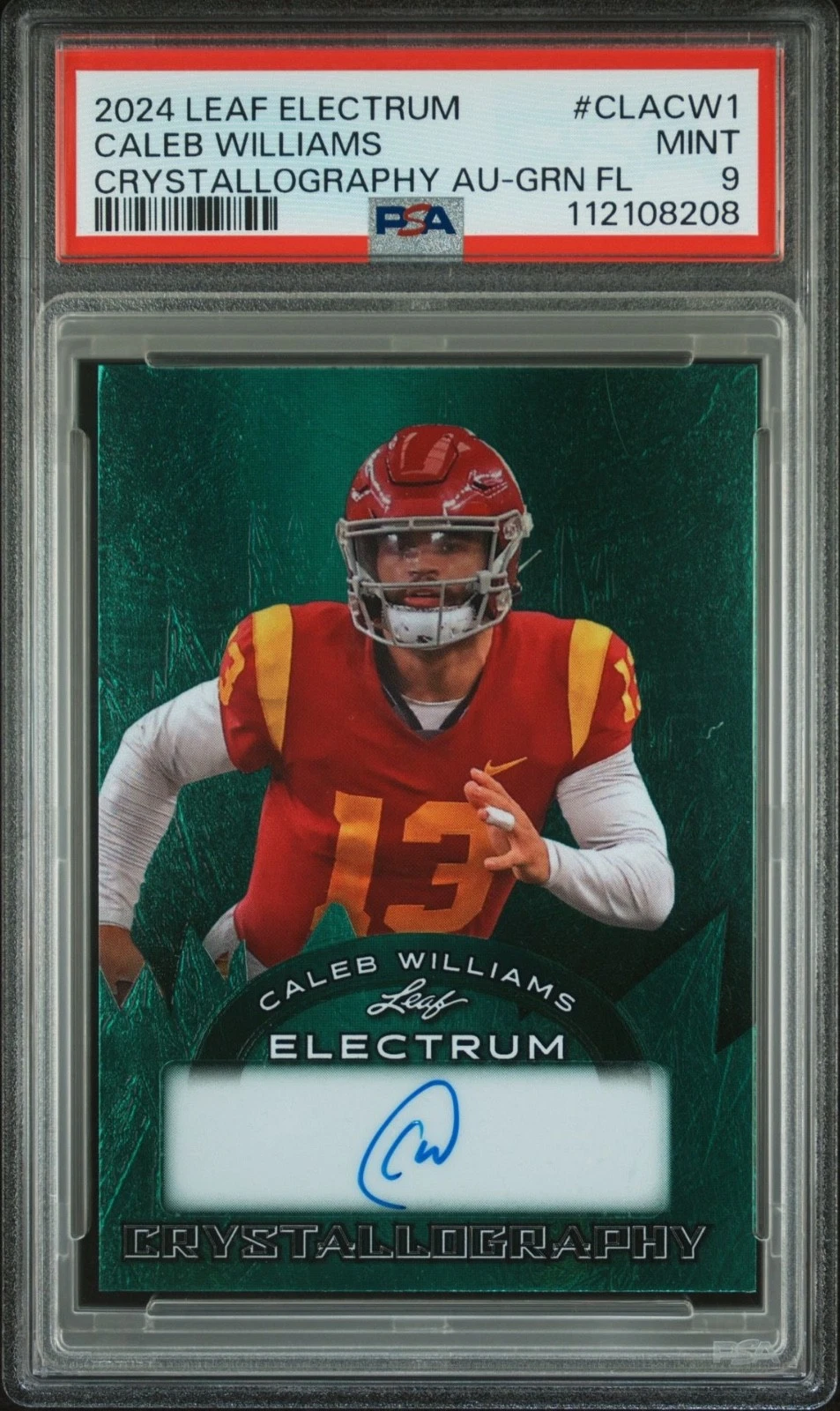 Caleb Williams Leaf Electrum Crystallography Autographs #CLACW1 Green Foil