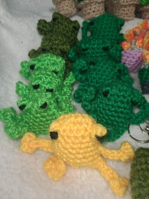 Handmade Crochet Mini Leggy Frog Plushie Available In Four Colors