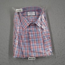 Charles Tyrwhitt Mens Classic Fit Poplin Check Shirt Red Blue 16/34 French Cuffs