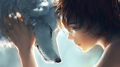 Playmat Desk Mat Anime redhead wolf deviantart women face closeup fantasy Play
