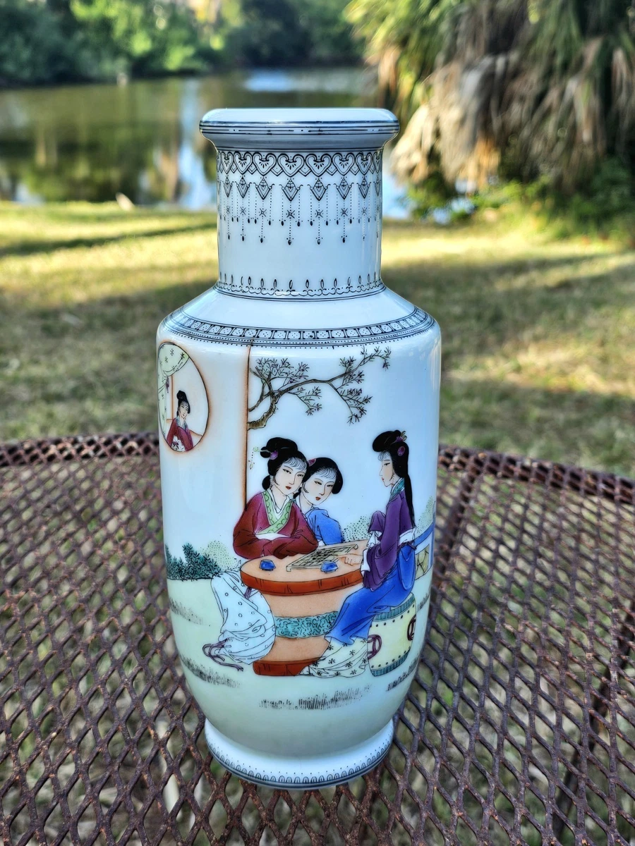 中国花瓶　時代 GE】E919【コレクター所蔵品】時代 青磁花瓶/中国古玩 中国美術 花入 角瓶