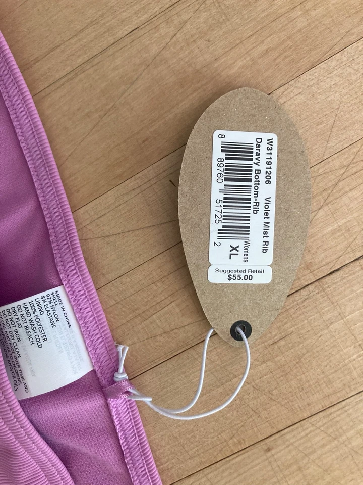 Calças de banho Prana violeta com nervuras Daravy GG novas com etiquetas - Imagem 3 de 4