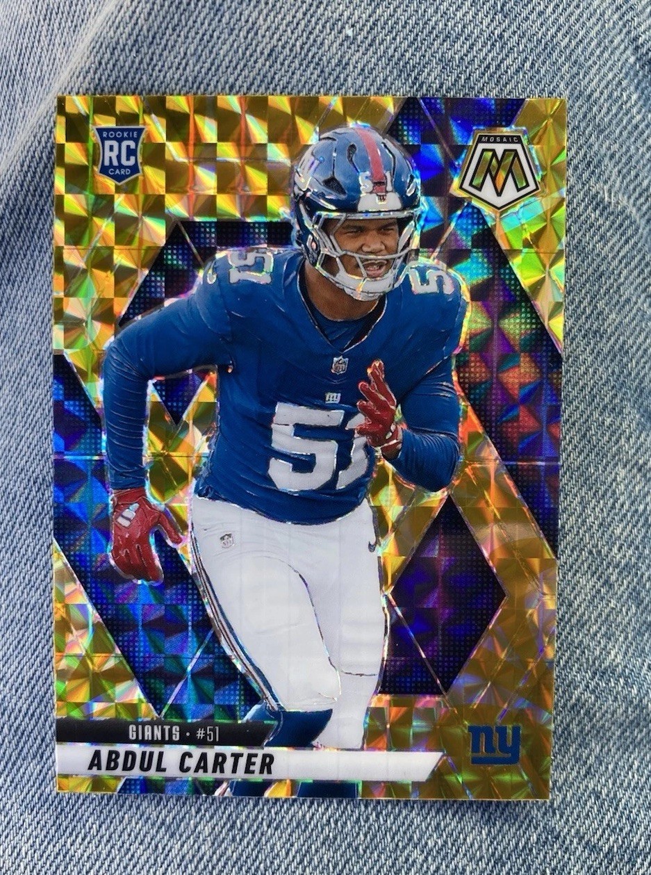 2025 Mosaic Football Abdul Carter RC Yellow Reactive Mosaic Prizm NY Giants #317