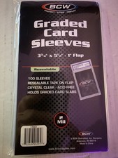 BCW Resealable Graded Card Sleeves (1 Pack - 100 Sleeves) Fits PSA, BGS, SGC