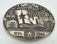 1986 Texas Sesquicentennial 150th Anniversary Limited Edition Brass Belt Buckle