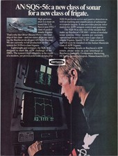 Raytheon AN/SQS-56 Sonar Frigate Vintage 1980s Military Defense Magazine Ad