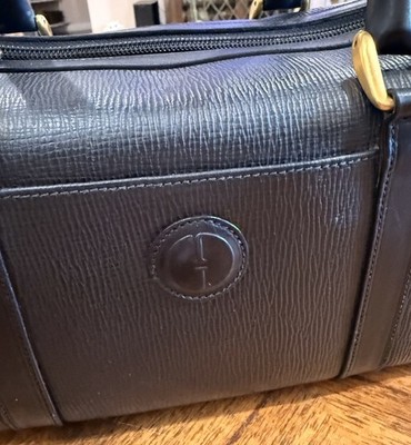 GUCCI Vintage Logo Leather Black Mini Boston Bag Excellent Used