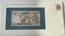 Zambia 1 Kwacha 1980 Banknoten Banknotenbrief UNC Franklin Mint