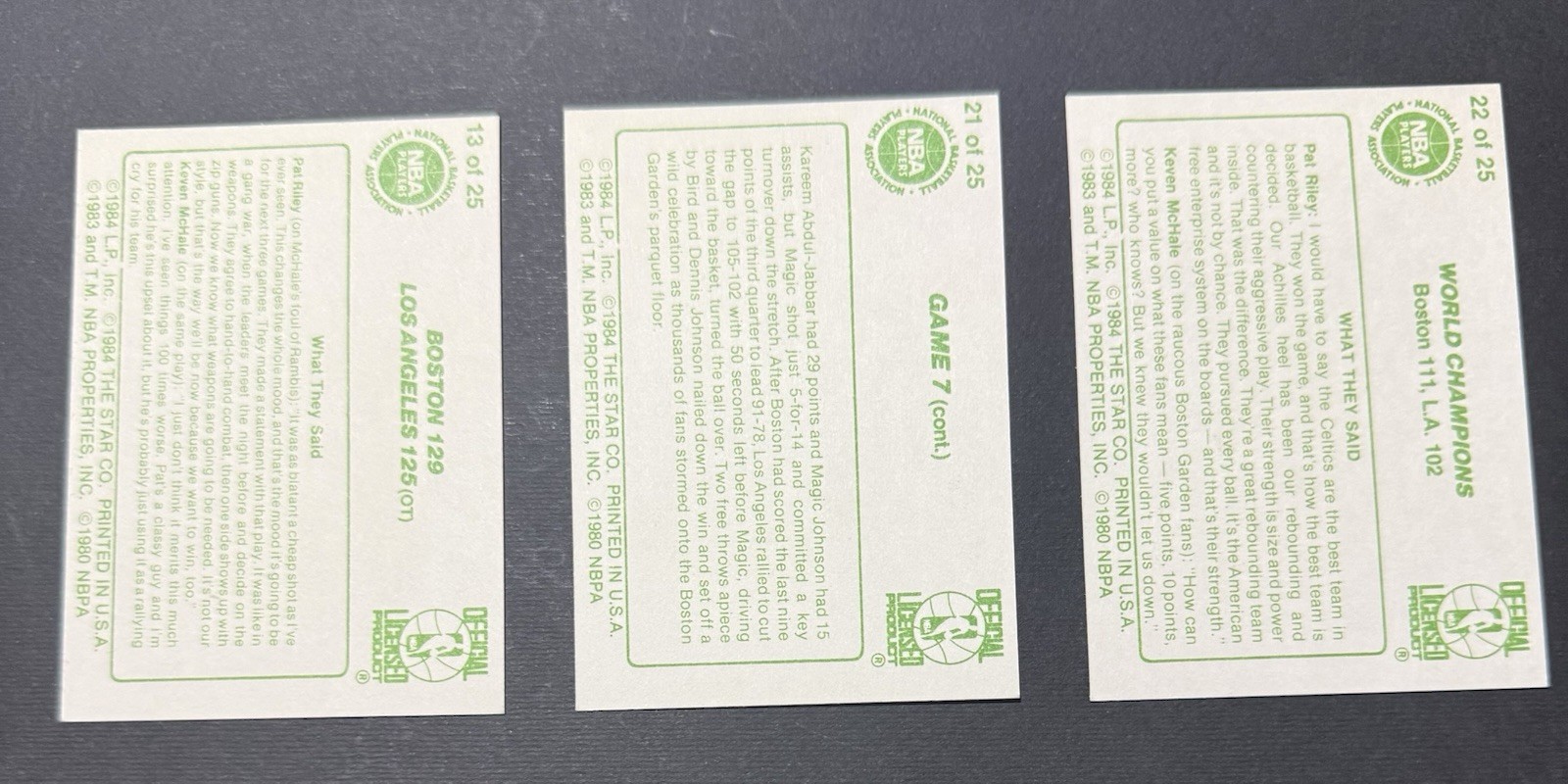 1984 Star Basketball Vintage Card Set - Boston Celtics view 2