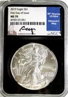2019  American Silver Eagle NGC MS 70 #GA6-51 "Signed Edmund C. Moy"