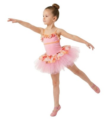 Duck Crossing Girls Ballet Tutu Skirted Leotard Dress 1pc Pink Orange Ruffle